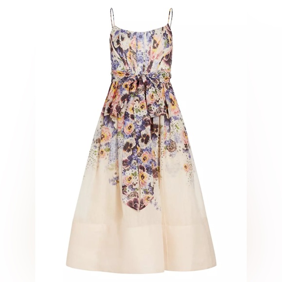 ZIMMERMANN Tama Belted Floral Midi-Dress Size Zimmermann 1 - Picture 6 of 15
